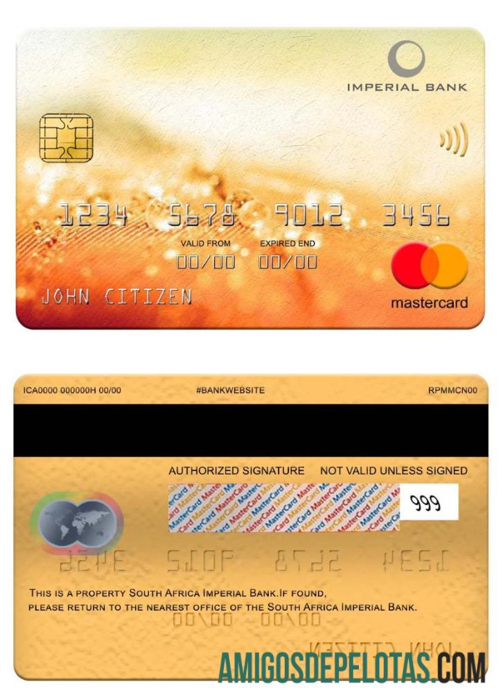 Mastercard do Banco Imperial da África do Sul baixar para verificação